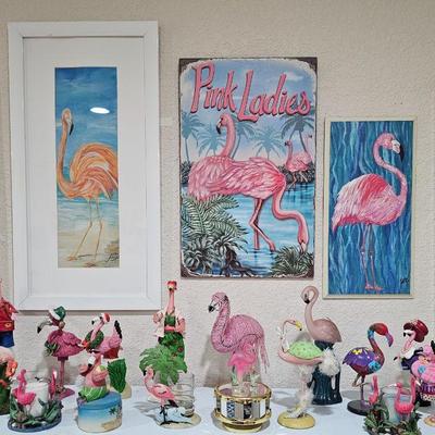 Miscellaneous flamingos and wall art