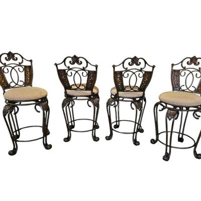 Set of four very heavy swivel bar stools