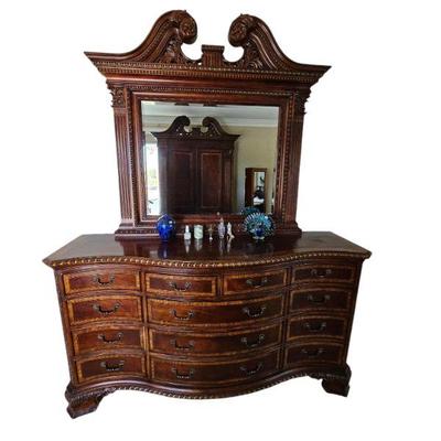 Triple dresser with mirror matching king size bed