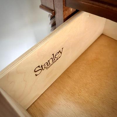 Pair of Stanley 3-drawer nightstands with marble top