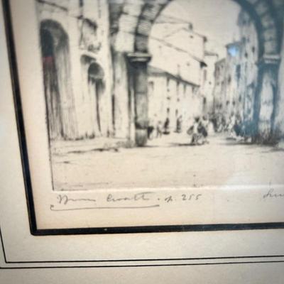 Bruno Croatto original etching - Via Fillalungo in Lucca