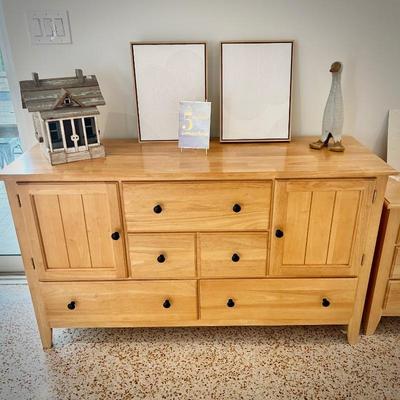 Light wood dresser and nightstand
