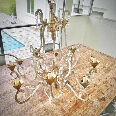 Anthropologie ivory and gold chandelier