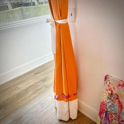 Oversized pink, orange and white curtains