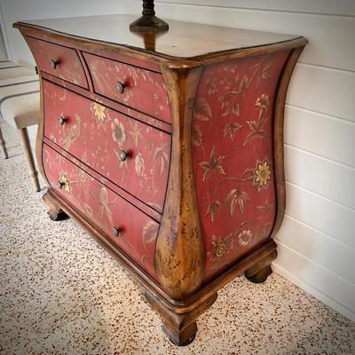 Red floral bombe chest 