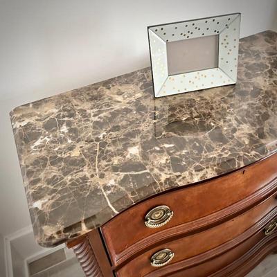 Pair of Stanley 3-drawer nightstands with marble top