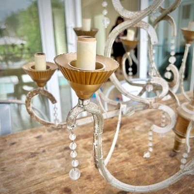 Anthropologie ivory and gold chandelier