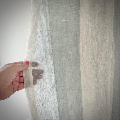 50" x 108" gray and ivory Belgian linen drapes