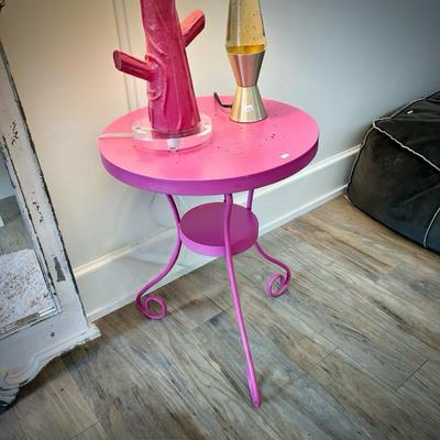 Pink metal table 