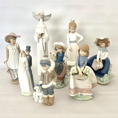 Lladro (5) and NAO (3)  porcelain figures