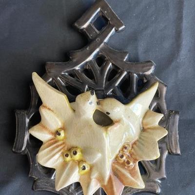 Vintage McCoy Lovebirds Wall Pocket Trivet
