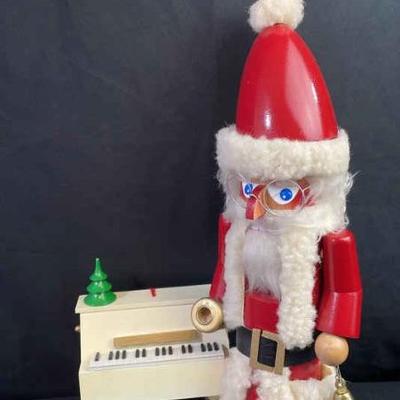 Steinbach Tall Wooden Santa Nutcracker * Music Box * Sled and Piano * Germany
