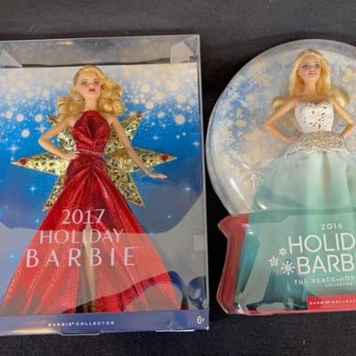 2008 Holiday Barbie & 2015 Holiday Barbie
