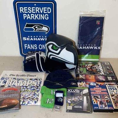 Seattle SEAHAWKS Fan Lot * Blanket * Pins * Magazines * Super Bowl Champions DVD
