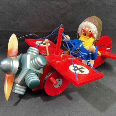 Steinbach West Germany Wooden Airplane * Pilot * Music Box
