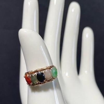 14K Yellow Gold 585 Ladies Ring * Semi Precious Stones Size 7 * 2.83g
