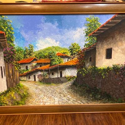 Signed Contreras Honduran Village Framed Art