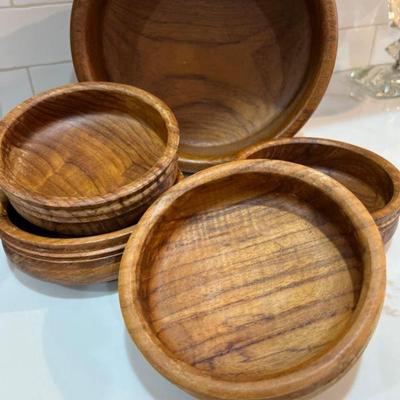 Genuine Teak Wood Salad Bowl and Individual Bowls