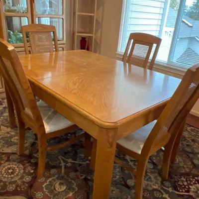 Parson's Oak Dining Table & 6 Cane Back Chairs