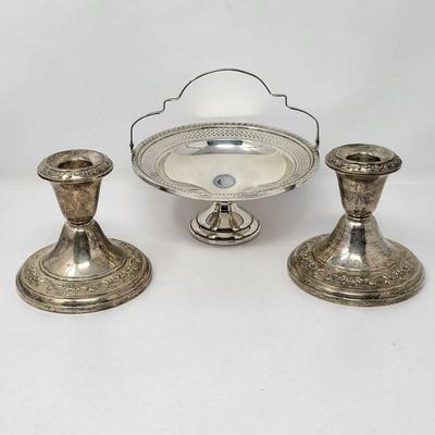 Gorham Sterling Silver Candlestick Holders & Forbes Tea Server Set