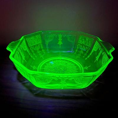 Uranium Green Depression Glass Candy Dish - 1930
