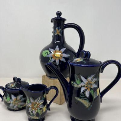 Vintage Finest China Handpainted Cobalt Hostess Set