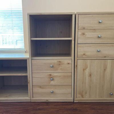 Natural Wood 3 Piece Organizational Console Suite