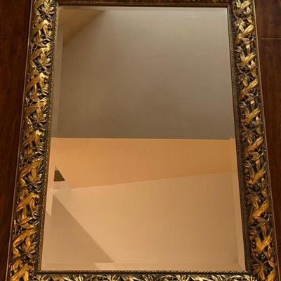 Gilt Foliate and Berry Motif Bevel Wall Mirror - Made in Italy