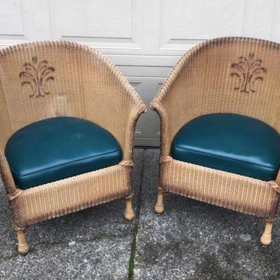 Pair Antique Wicker Chairs