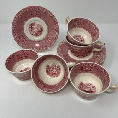 Jenny Lind Staffordshire Red Porcelain Dishes - England