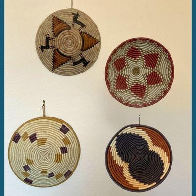 Four Intricately Hand Woven Rwanda Sisal Bowls