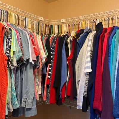 Rack of Women’s Casual & Sport Tops Size Medium
