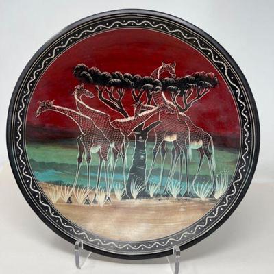 Kenyan Carved Soap Stone Giraffe Motif Art Bowl