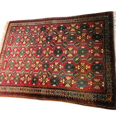 Hand Knotted Turkish Rug with Braided Fringe