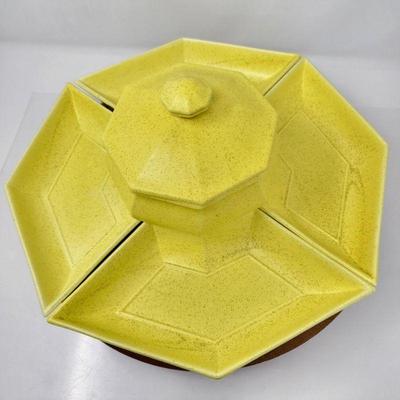 Mid Century Calif USA C-500 Buttercup Yellow Lazy Susan
