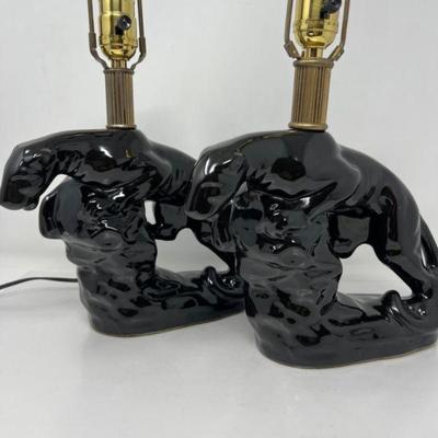 Pair of Mid Century Phil-Mar Black Panther Table Lamps