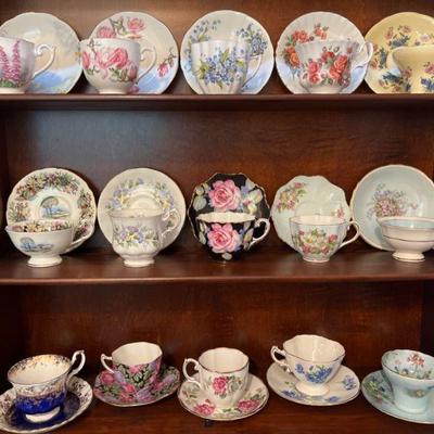 Fifteen Porcelain Tea Cups & Saucers -Royal Albert, Paragon, Picadilly