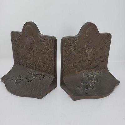 Bronzed Cast Iron Book Ends