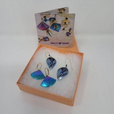 Vintage HOLLY YASHI Purple Blue Niobium Earrings