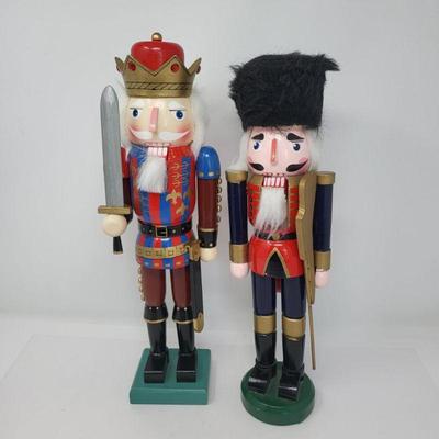 Two Vintage Holiday Wood Soldier Nutcrackers