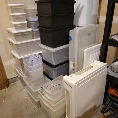 Stacks of Plastic Bins & Totes