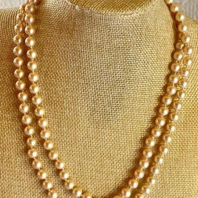 Vintage Les Bernard Faux Pearl 38 Inch Necklace