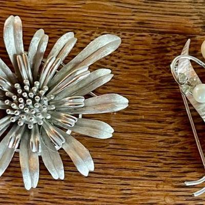 Vintage Krementz & Trifari Pins -Gold Tone & Silver Tone 