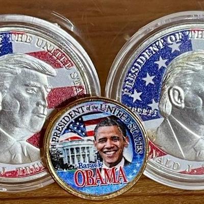 (2) Trump Coins & (1) Obama One Dollar Coin 