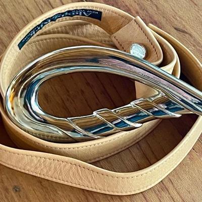 Pink 43 Inch Alexis Kirk Leather Belt With Silver Tone Alexis Kirk Belt Buckle 