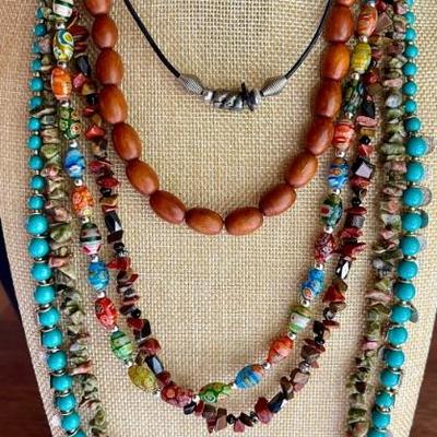 Collection Of Art Glass- Wood And Bead Statement Necklaces - Coldwater Creek & More 
