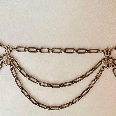 Vintage Chain Link Lavaliere Style 32 Inch Belt Or Necklace 
