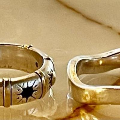 David & Ronnie Las Vegas Artisans 14k & Sterling Silver Ring W Sapphire Stones & Sterling Silver Band