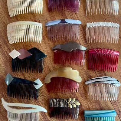 Collection Of 1980's Hair Combs Assorted Colors And Styles 