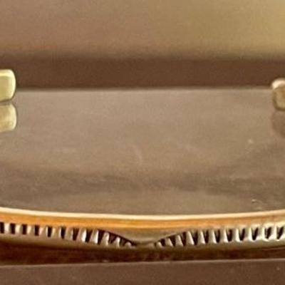 Delicate Sterling Silver Navajo Tahe Stamped Cuff Bracelet - Total Weight 5.89 Grams 